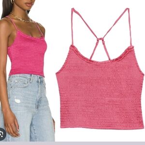 FREE PEOPLE pink smocked tank top - size small